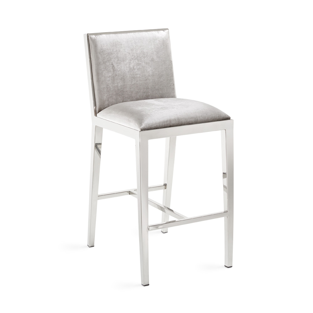 Emario Counter Chair: Grey Velvet